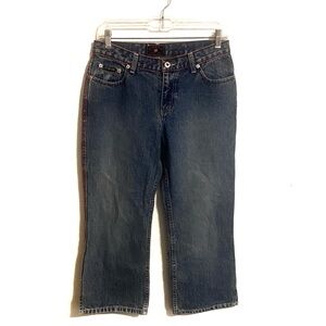 US Polo Assn Red Stitched Women’s denim capris Sz 5/6 With Sequence Detail